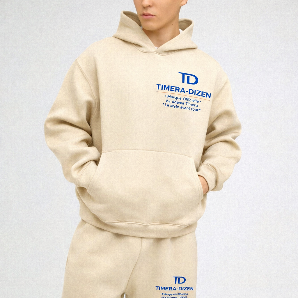 Ensemble Hoodie + Jogging Oversize TIMERA-DIZEN Crème