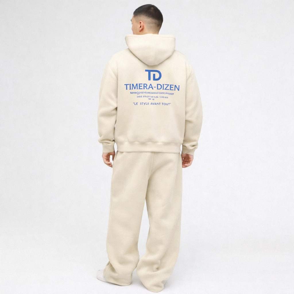 Ensemble Hoodie + Jogging Oversize TIMERA-DIZEN Crème